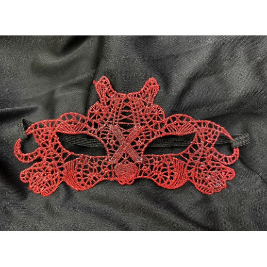 toptan-xml-dropshipping-Kırmızı Dantel Masquerade Maskesi Çift Taraflı 10 No