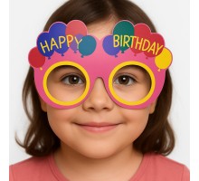 Balon Desenli Karton Doğum Günü Gözlükleri 6 Adet Pembe Renk