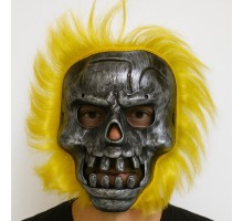 Wild Skull - Metalik Renk Kafatası Sarı Saçlı İskelet Maske