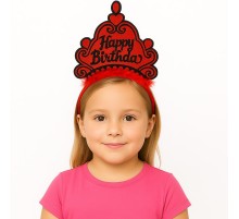 Kırmızı Happy Birthday Prenses Tacı – Doğum Günü Taç Aksesuarı