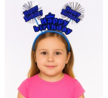 Doğum Günü Kutlaması İçin Mavi Taç – Işıltılı Yazılı Parti Tacı