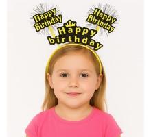 Doğum Günü Kutlaması İçin Sarı Taç – Işıltılı Yazılı Parti Tacı