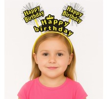 Doğum Günü Kutlaması İçin Sarı Taç – Işıltılı Yazılı Parti Tacı