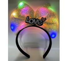 LED Işıklı Love Yazılı Sarı Fiyonk Taç – Kız Çocuk Parti Tacı