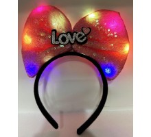 LED Işıklı Love Yazılı Fuşya Fiyonk Taç – Kız Çocuk Parti Tacı