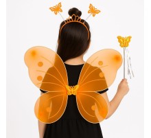 Turuncu Kelebek Kız Seti – 50 cm Kelebek Kanadı, Taç ve Asa