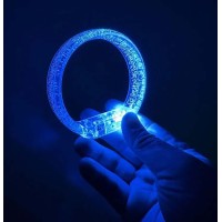 Mavi Led Işıklı Baskı Yapılabilen Pilli Bileklik Bilezik 1,5 cm Genişlik