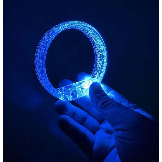 Mavi Led Işıklı Baskı Yapılabilen Pilli Bileklik Bilezik 1,5 cm Genişlik