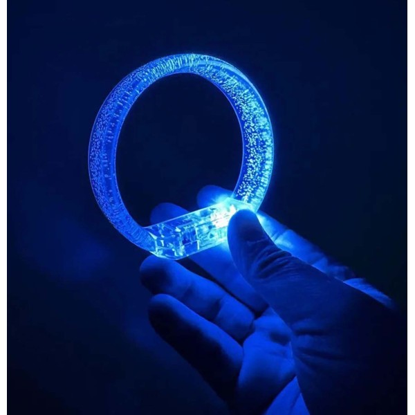 Mavi Led Işıklı Baskı Yapılabilen Pilli Bileklik Bilezik 1,5 cm Genişlik
