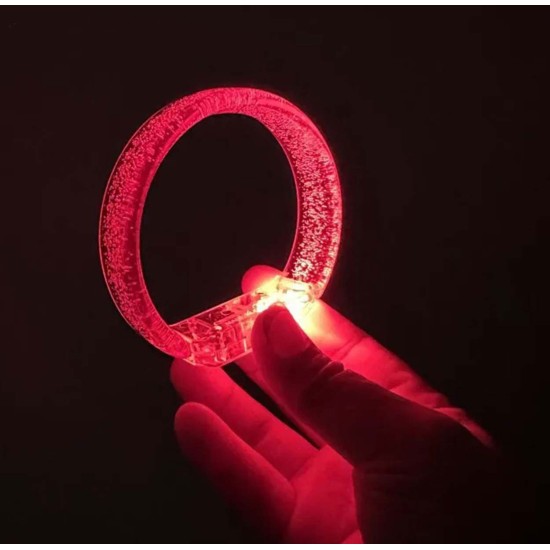 Kırmızı Led Işıklı Baskı Yapılabilen Pilli Bileklik Bilezik 1,5 cm Genişlik