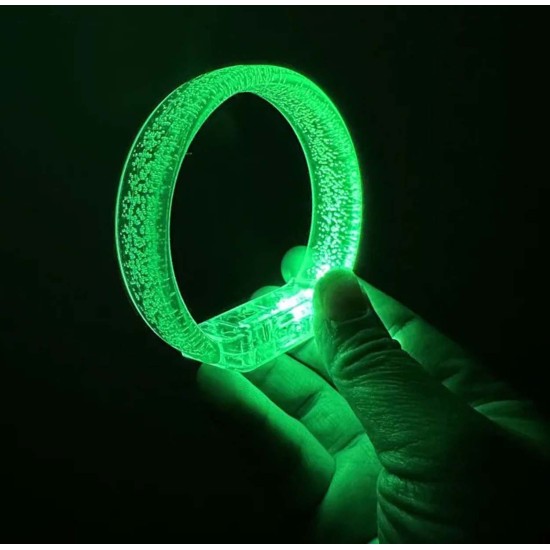 Yeşil Led Işıklı Baskı Yapılabilen Pilli Bileklik Bilezik 1,5 cm Genişlik