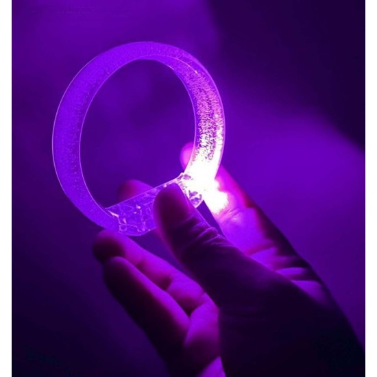 Mor Led Işıklı Baskı Yapılabilen Pilli Bileklik Bilezik 1,5 cm Genişlik