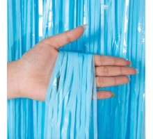 Soft Mavi Püsküllü Kapı Perdesi - Parti, Baby Shower, Sünnet Süsü 1x2 m