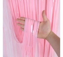 Soft Pembe Püsküllü Kapı Perdesi - Parti, Baby Shower, Cinsiyet Partisi 1x2 m