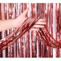 Rose Gold Püsküllü Kapı Perdesi - Parti, Bekarlığa Veda, Doğum Günü 1x2 m
