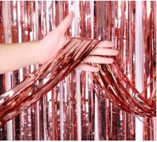 Rose Gold Püsküllü Kapı Perdesi - Parti, Bekarlığa Veda, Doğum Günü 1x2 m