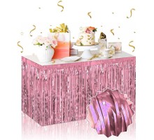 Kendinden Yapışkanlı Rose Gold Metalize Püsküllü Masa Eteği – 75 x 275 cm Parti Süslemesi