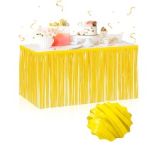 Kendinden Yapışkanlı Makaron Sarı Püsküllü Masa Eteği – 75 x 275 cm Parti Süslemesi
