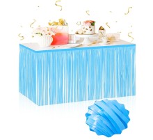 Kendinden Yapışkanlı Makaron Mavi Püsküllü Masa Eteği – 75 x 275 cm Parti Süslemesi