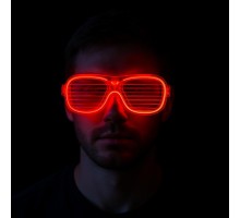 Kırmızı Led Işıklı Parti Gözlüğü - Neon Glow Şerit Gözlük 3 Modlu