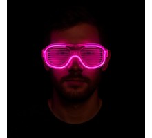Pembe Led Işıklı Parti Gözlüğü - Neon Glow Şerit Gözlük 3 Modlu