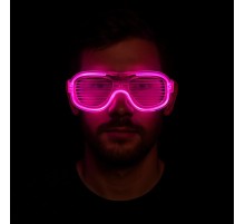 Pembe Led Işıklı Parti Gözlüğü - Neon Glow Şerit Gözlük 3 Modlu