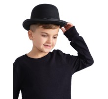 Charlie Chaplin Stil Çocuk Şapkası – Siyah Melon Parti Şapkası