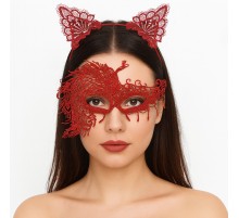 Alevin Zarafeti Kırmızı Dantel Maske ve Taç Seti 4 No – Kadın Kostüm Tamamlayıcı