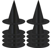 8 Adet Siyah Cadı Şapkası – Yetişkin ve Çocuk Kostüm Aksesuarı Polyester