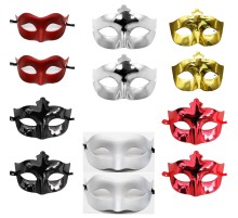12’li Renkli Parti Maskesi Seti – Siyah Gold Gümüş Kırmızı Beyaz Mat Kırmızı