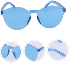 Sert Mika Oval Şekilli Çerçevesiz Mavi Gözlük Retro Parti 5x14 cm