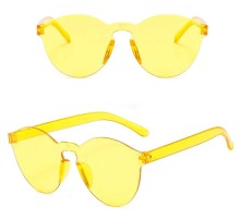 Sert Mika Oval Şekilli Çerçevesiz Sarı Gözlük Retro Parti 5x14 cm