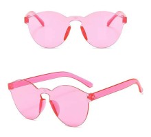 Sert Mika Oval Şekilli Çerçevesiz Pembe Gözlük Retro Parti 5x14 cm