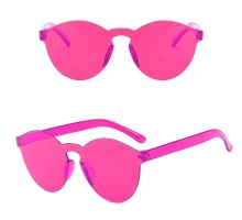 Sert Mika Oval Şekilli Çerçevesiz Fuşya Gözlük Retro Parti 5x14 cm