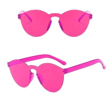 Sert Mika Oval Şekilli Çerçevesiz Fuşya Gözlük Retro Parti 5x14 cm