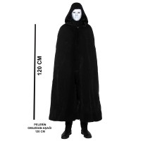 Siyah Kapüşonlu 120 cm Pelerin ve Beyaz Boyanabilir Tam Yüz Maske