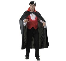 Kırmızı Yakalı Siyah Dracula Pelerin 120 cm