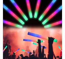 Led Işıklı 3 Modlu Kauçuk Işıklı Sünger Parti Çubuk Sopa - 46 cm (6’lı Paket)