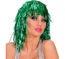 Yeşil Işıltılı Metalize Parti Peruğu