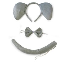 Fil Kostümü Aksesuar Seti 3 lü - Taç Papyon Kuyruk