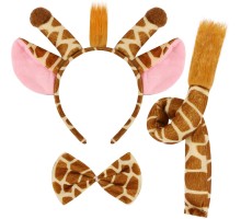 Zürafa Kosümü Aksesuar Seti 3 lü - Taç Papyon Kuyruk