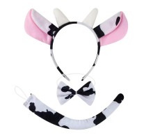 İnek Kostüm Aksesuar Seti 3 lü - Taç Papyon Kuyruk