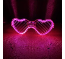 Pembe LED Işıklı Kalp Gözlük – 3 Modlu Parti & Glow Gözlüğü