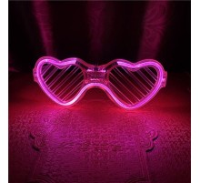 Pembe LED Işıklı Kalp Gözlük – 3 Modlu Parti & Glow Gözlüğü