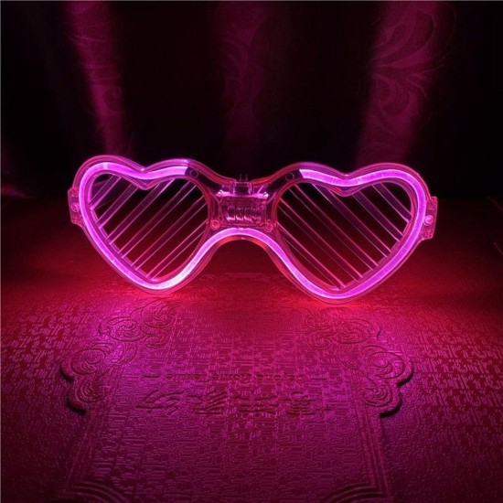 Pembe LED Işıklı Kalp Gözlük – 3 Modlu Parti & Glow Gözlüğü