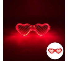 Kırmızı LED Işıklı Kalp Gözlük – 3 Modlu Parti & Glow Gözlüğü