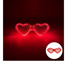 Kırmızı LED Işıklı Kalp Gözlük – 3 Modlu Parti & Glow Gözlüğü