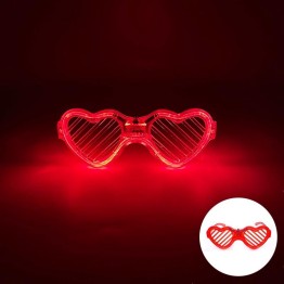 Kırmızı LED Işıklı Kalp Gözlük – 3 Modlu Parti & Glow Gözlüğü