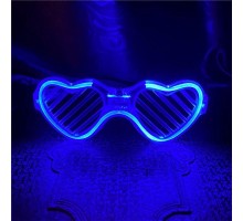 Mavi LED Işıklı Kalp Gözlük – 3 Modlu Parti & Glow Gözlüğü