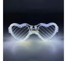 Beyaz LED Işıklı Kalp Gözlük – 3 Modlu Parti & Glow Gözlüğü